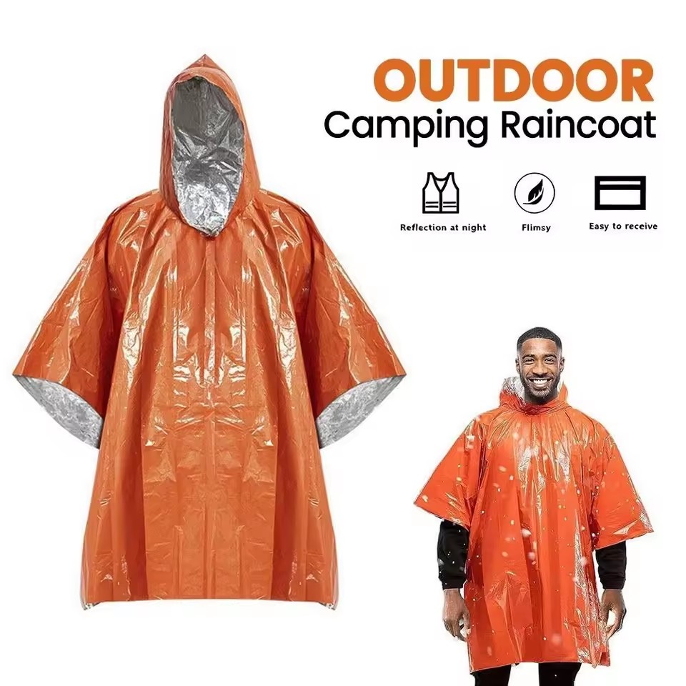 Camping Rain Poncho - 1개/2개 세트, 비상용 방수 우비 겸용