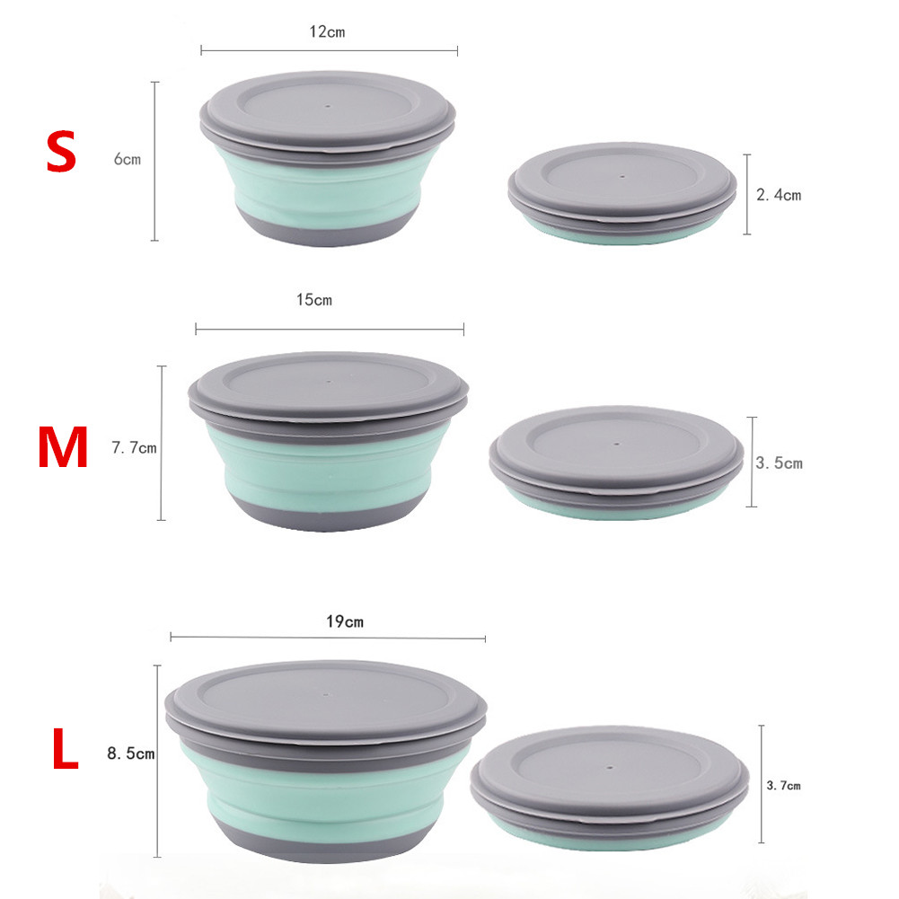 휴대용 접는 도시락 상자 그릇 세트 실리콘 3 개/대  - Outdoor Camping Dining Set 리뷰 및 가격