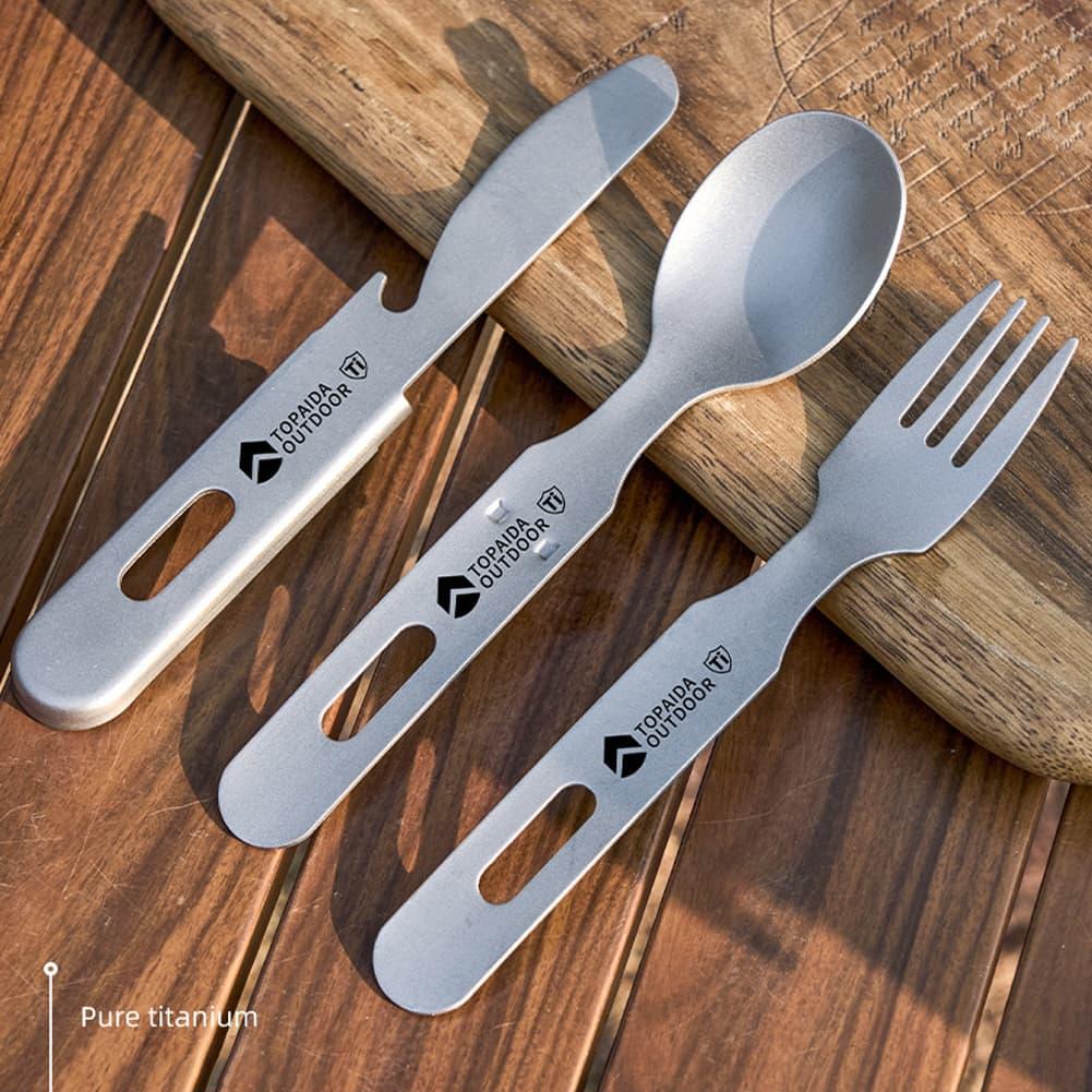 3-in-1 티타늄 캠핑용 포크, 숟가락, 칼 세트 ( - Outdoor Camping Dining Set 리뷰 및 가격